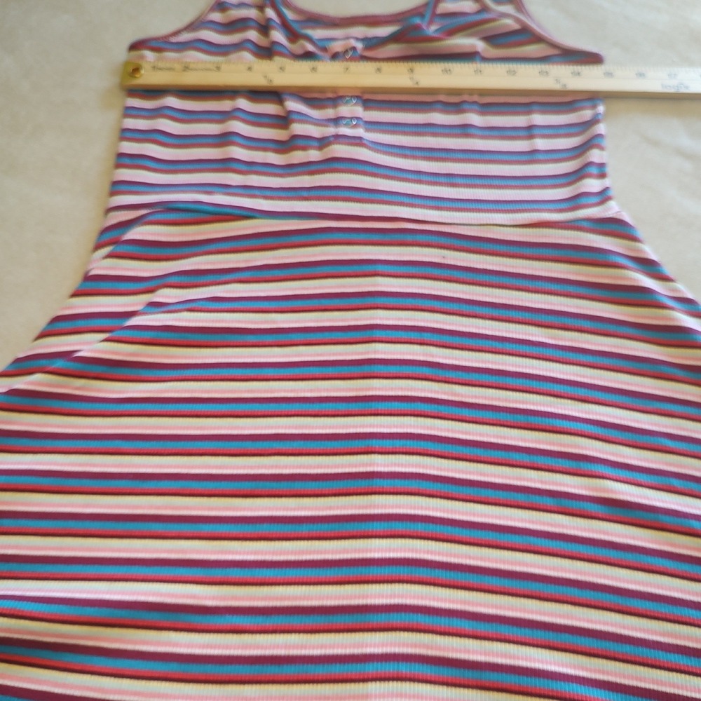 SO Womens Multi Color Striped Ribbed Knit Sleeveless Fit‎ and Flare Dress Medium